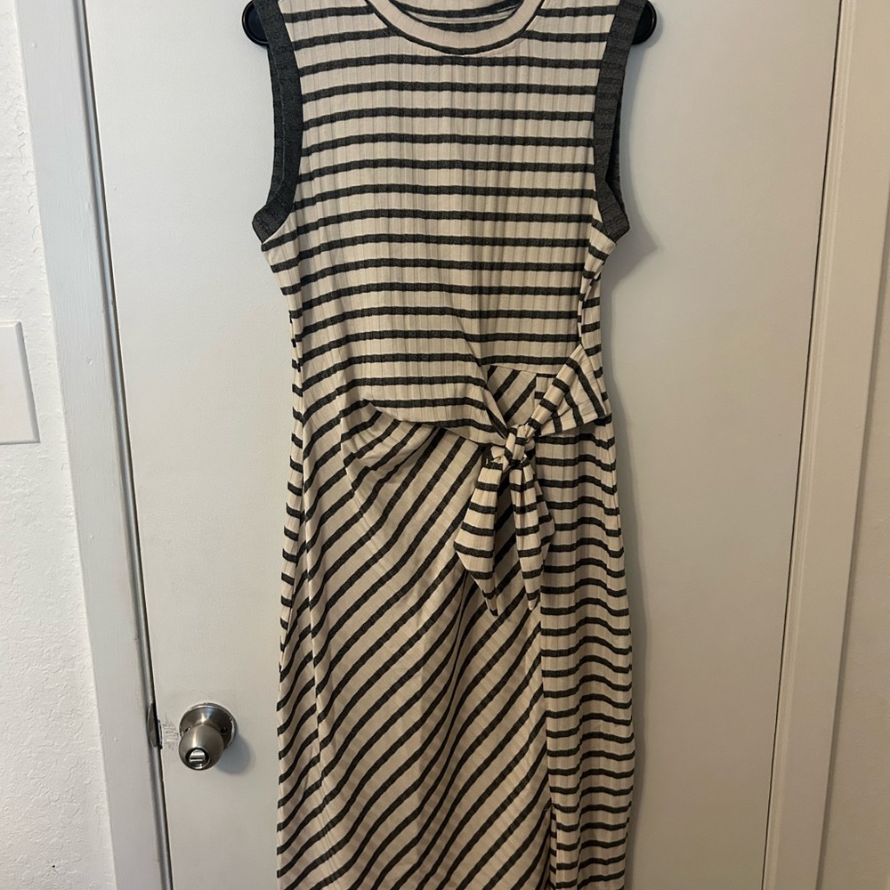 Maurices Gray and Cream Striped sleeveless Dress